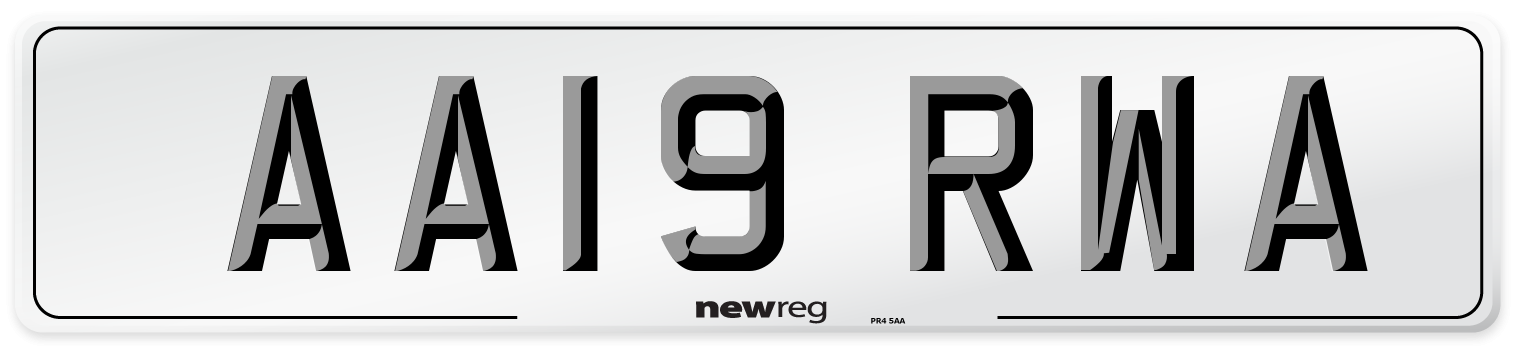 AA19 RWA Number Plate from New Reg